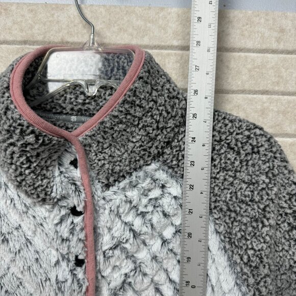 Simply Southern Sherpa Fleece Pullover Gray White Button Front Women’s Small - Picture 10 of 13